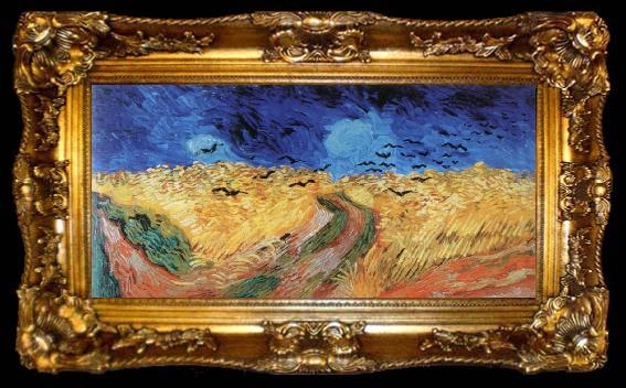 framed  Vincent Van Gogh wheat field with crows, ta009-2